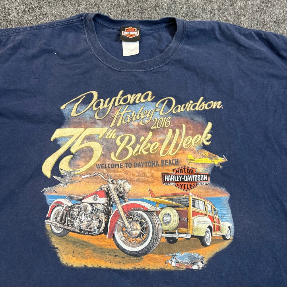 Harley Davidson Daytona Bike Week 2016 T-Shirt Men's 3XL Navy Biker Tee